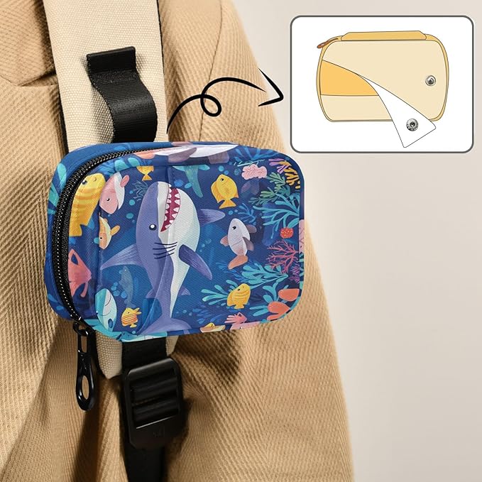 Underwater Blue Sharks Fishes and Corals Travel Pill Organizer Case Box Container Weekly Portable Vitamin Medicine Holder Storage Bag with Zipper Removable