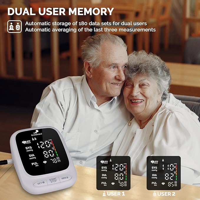 Blood Pressure Monitor Upper Arm Automatic Talking Blood Pressure Cuff, Rechargeable Blood Pressure Machine for Home Use Digital Led Display, Adjustable 8.7"-16.5" Large BP Cuff Dual User Model
