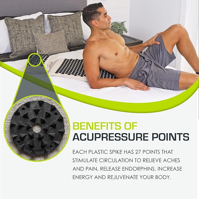 ProsourceFit Ki Acupressure Mat and Pillow Set with 100% Natural Linen for Back/Neck Pain Relief and Muscle Relaxation