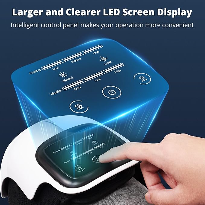 Medcursor Knee Massager, Cordless Heated Knee Massager with 3 Heating Levels, 3 Vibration Modes, LED Screen & Adjustable Straps, Massage with Heat for Relief