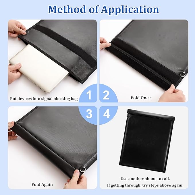 4 Pack Faraday Bags for Phones & Tablets & Laptops & Radio, Faraday Key Fob Protector, Faraday Cage for Anti-Theft Anti-Tracking, Fireproof & Waterproof Faraday Bag, RFID Signal Blocker Faraday Pouch