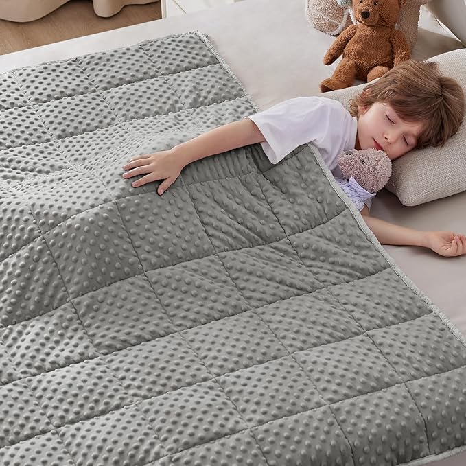 anfie Weighted Blanket Kids(36"x48" 5lbs) Weighted Blanket Cooling Blanket for Sleeping,Throw Size Breathable Blanket with Premium Glass Bead(Grey)