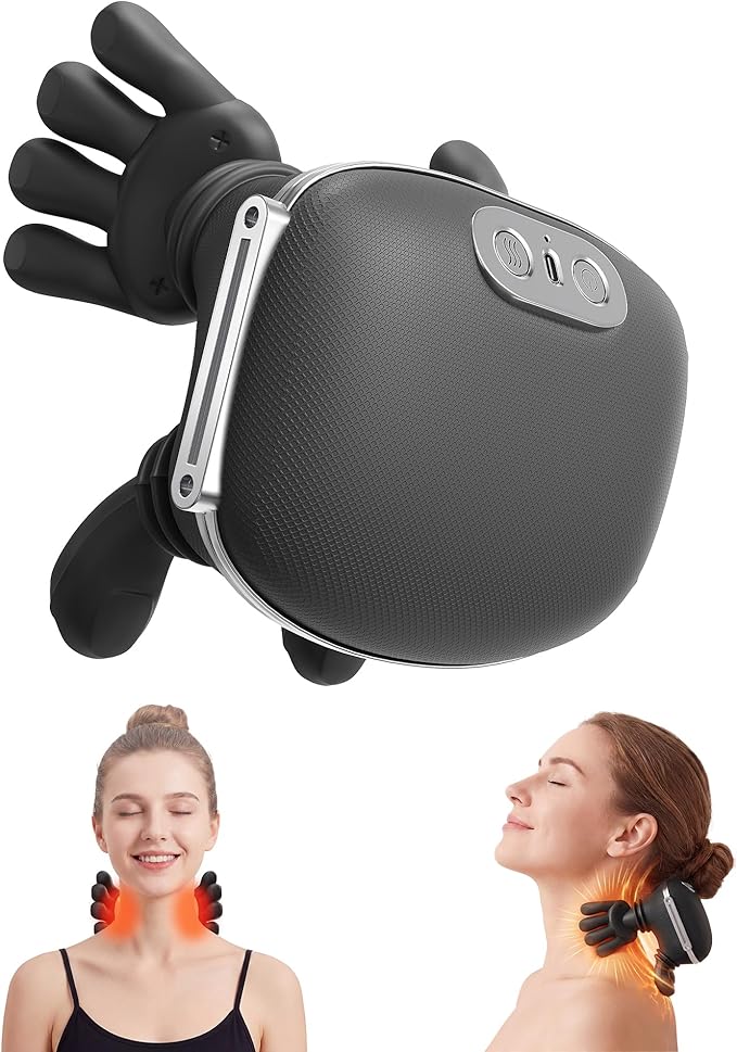 Imitated Massage Tools Portable Shiatsu Neck and Back Massager Back Massager, Electric Deep Tissue 4D Kneading Massage, Simulated Human Relax Muscle Tension Relief an Black