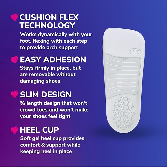 Dr. Scholl's Love Your Flats & Sandals 3/4 Length Insoles, All-Day Comfort, Relieve & Prevent Shoe Discomfort, Absorbs Shock, Arch Support