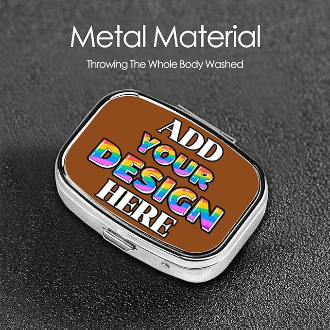 Custom Travel Pill Box, Medicine Pill Organizer Case Container Travel Pill Holder Vitamin for Boxes Med Wallet Portable Mini Pastillero Square, SaddleBrown, Personalized Gifts,