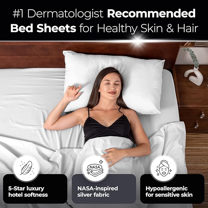 Silvery Silver Infused Bed Sheets Set - Ultra-Soft Temperature-Regulating Fabric with Self-Cleaning Technology™ That Stays Fresh 3X Longer for Hygienic Sleep