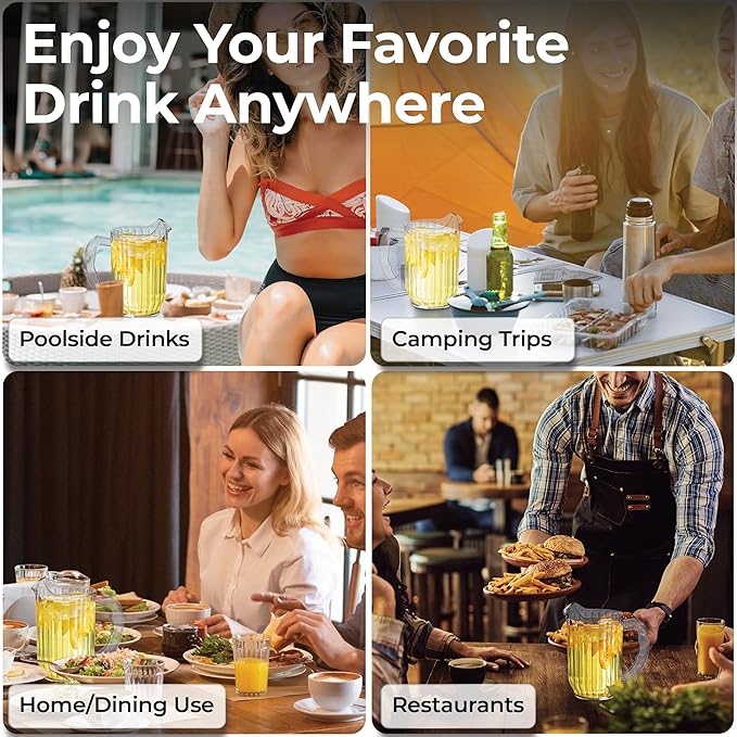 Restaurantware-RW Base 32 Ounce Mini Beer Pitcher, 1 Durable Restaurant Pitcher - Hard Plastic, Serve Soda, Lemonade, Juice, Or Sangria, Clear Plastic Water Glass, For Bars, Parties, Or Homes,