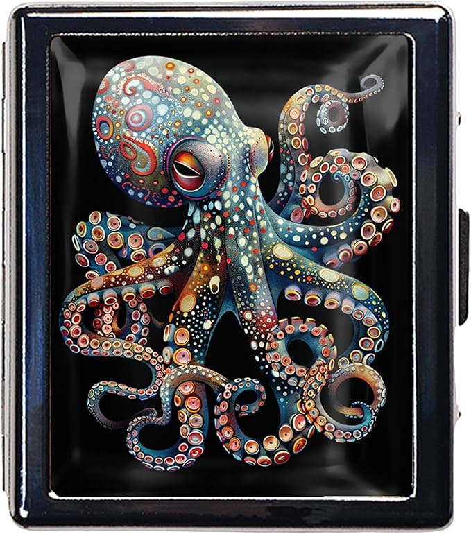 8-Compartment Pill Box Organizer Portable and Stylish Medicine Case, Versatile Storage for Medication - Ideal Travel Accessory & Unique Gift Idea (Mystical Octopus)