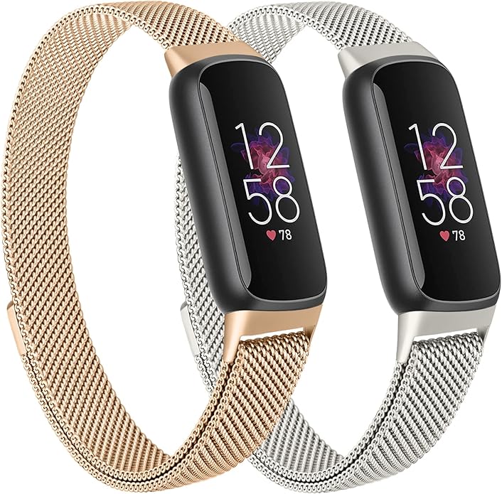 Oumida Mesh Metal Band Compatible with Fitbit Luxe Band, Stainless Steel Adjustable Loop Strap Women Men Replacement Bands for Luxe Health &-Fitness-Tracker