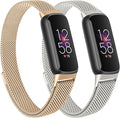 Oumida Mesh Metal Band Compatible with Fitbit Luxe Band, Stainless Steel Adjustable Loop Strap Women Men Replacement Bands for Luxe Health &-Fitness-Tracker
