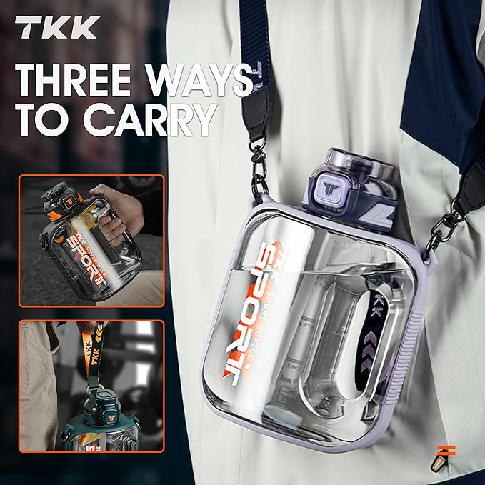 TKK 32oz Sport Water Jug with Straw - Large Capacity Plastic Water Bottle - Dishwasher Safe 1L - BPA Free Tritan for Gym, Yoga, Travel, Camping, Outdoor - Purple
