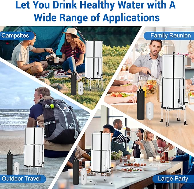 Gravity Water Filters for Berkey Water Filter Replacement, Replacement for BB9-2® Black Filter & for PF-2® Fluoride Filters Combo Packs,Compatible with Berkey Gravity Water Filter System,NSF 42