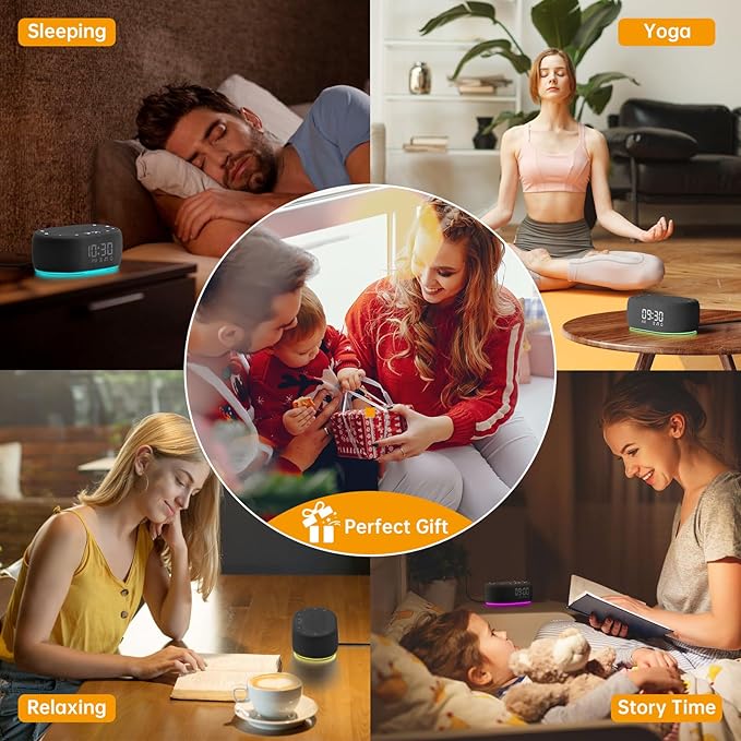 1Mii White Noise Sound Machine for Sleep, Pink Noise Machines for Baby Adults Sleeping, 18 Soothing Sounds with 7-Color Night Light, Timer, Alarm Clock, 16 Volume Levels, Easy App Control - Purple