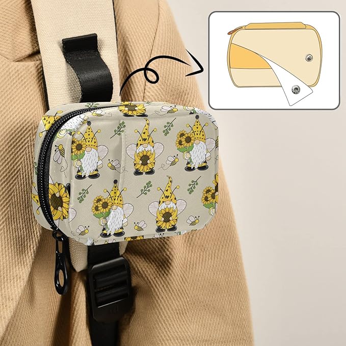 Gnome Bees Pill Box 7 Day Pill Case Travel Pill Organizer Bag with Zipper Portable Weekly Vitamin Medicine Supplement Holder Pouch Bag