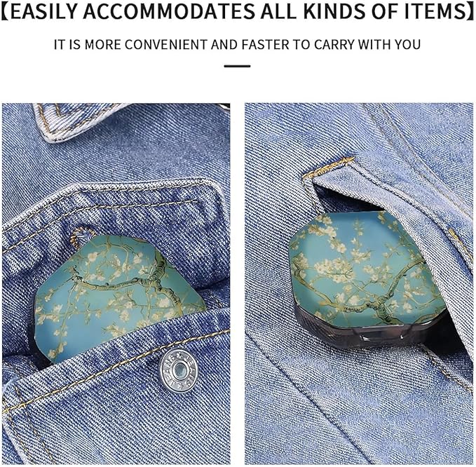This Portable Almond Blossoms Pattern 4 Compartment Pill Box Can Be Placed in A Pocket Or Wallet to Store Vitamins, Medicines Health Supplements Other Medications.