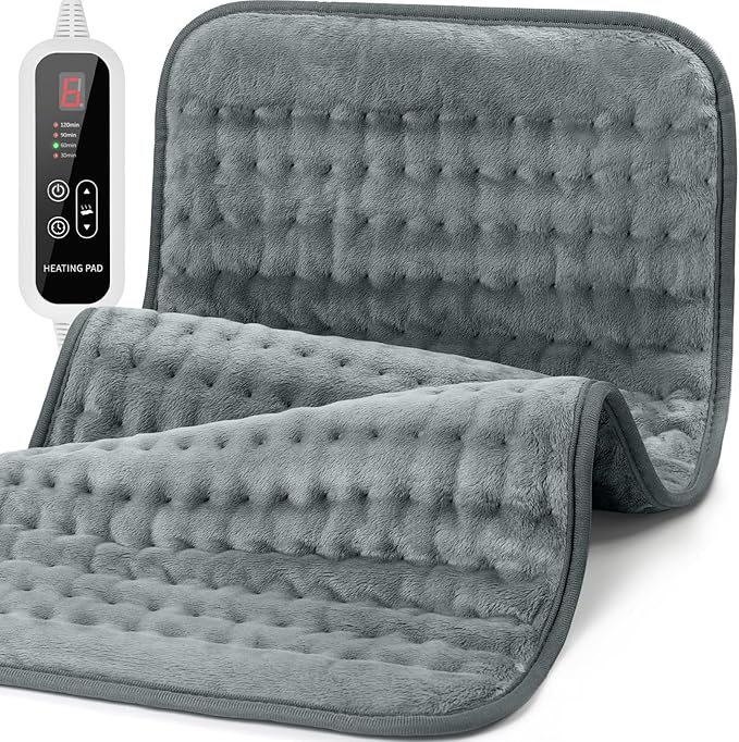 Extra Large Heating Pad for Back Pain Relief - 33"x17" Electric Heat Pad,6 Heat Settings &4 Auto Off, Machine Washable,Overheat Protection,for Shoulders,Neck,Period Cramps,Gifts for Women Men [Gray]