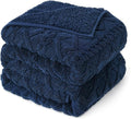 Weighted Blanket Queen Size 60x80 inches, Toasty Soft Stylish Sherpa Bed Blanket 15lbs for Calming and Soothing, Fluffy Classy Decorative Heavy Blanket, Navy Blue