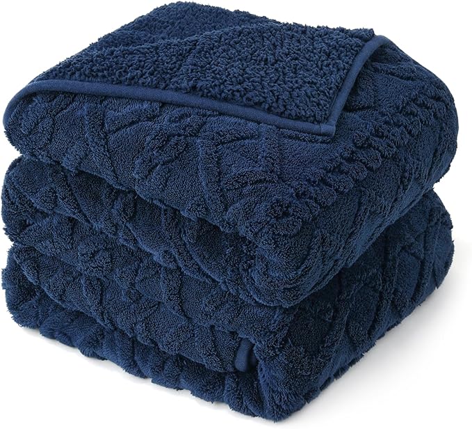 Weighted Blanket Queen Size 60x80 inches, Toasty Soft Stylish Sherpa Bed Blanket 15lbs for Calming and Soothing, Fluffy Classy Decorative Heavy Blanket, Navy Blue