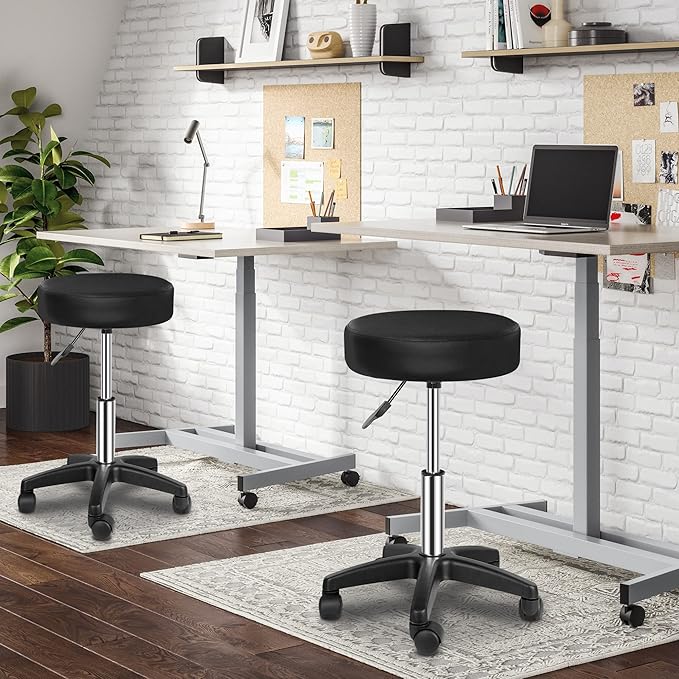 SUPER DEAL Adjustable Height Hydraulic Rolling Swivel Stool Tattoo Facial Massage Spa Salon Medical Stool,Set of 2,Black