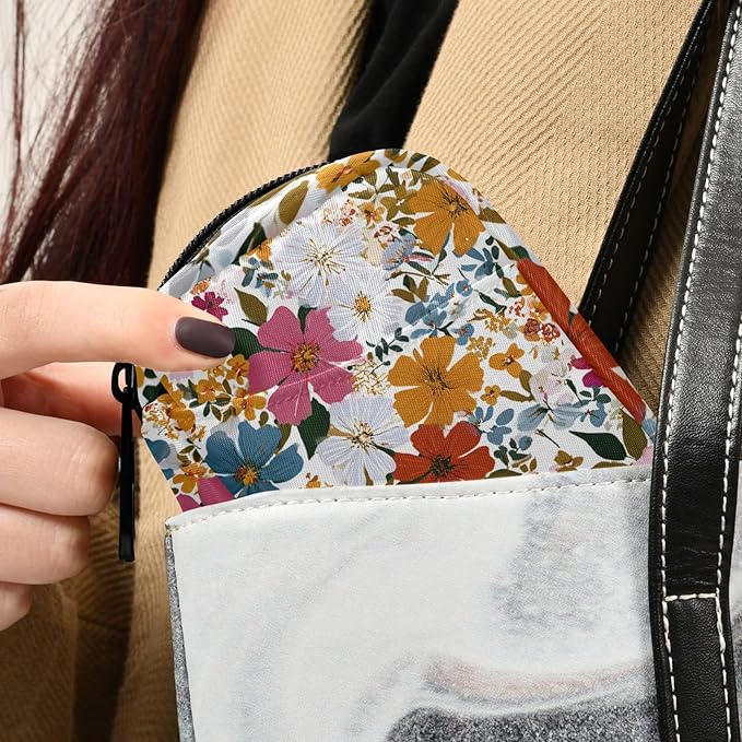 Colorful Flowers01 Travel Pill Organizer Case Box Container Weekly Portable Vitamin Medicine Holder Storage Bag with Zipper Removable