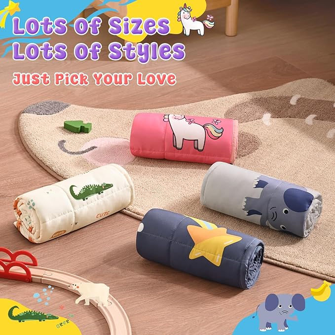 anfie Weighted Lap Pad 2 Pounds, Weighted Blanket (30"*40") Cooling Blanket for Sleeping,Weighted Throw Blanket for Travel Indoor Outdoor (Little Unicorn)