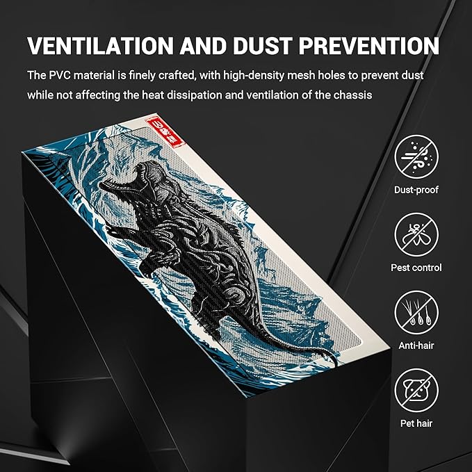 Dust Filter PC 360mm x 120mm DIY PC Case Dust Mesh Filter for Computer Case Cooler Fan, Magnetic Frame Dustproof Cover PVC 50 Mesh Fan Grills (PVC, UV Nine-Tailed, 120 * 360mm,1PC, White)
