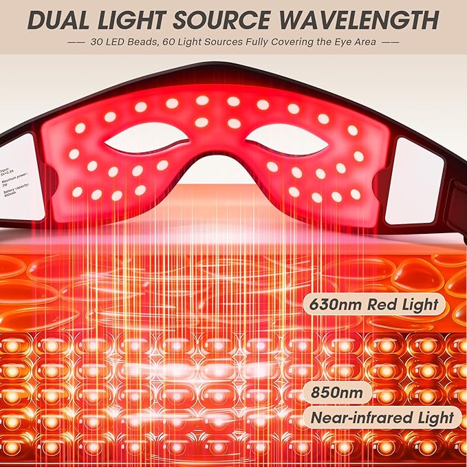 Red Light Therapy for Eyes,LXIANGN 5 Modes RED Light Eye Mask,Eye Massager for Eye Bags Dark Circles Puffiness Wrinkles Fine Lines for Men Women