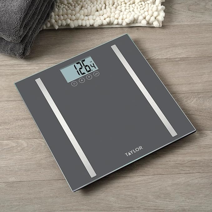 Taylor Digital Body Composition Scale, Bathroom Scale for Body Weight, Measures Body Fat, Body Water & Muscle Mass, 8 User Recognition, Normal & Athlete Modes, 400 lb Capacity, Black