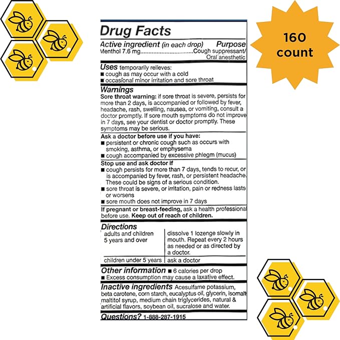 Cough Drops Honey Lemon Equate160 Count Dietary Supplement Includes Pill Organizer
