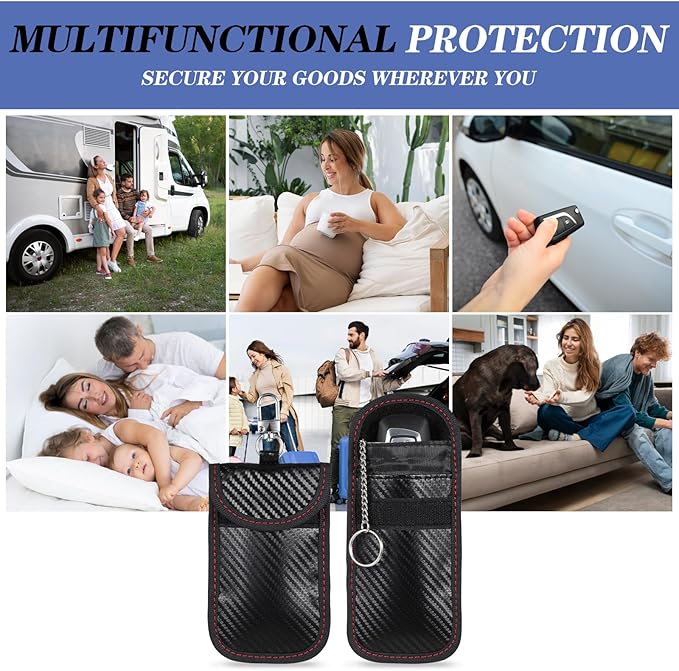 2 Pack Faraday Pouch for Car Keys, Faraday Key Fob Protector Car Security Protection Key Fob Signal Blocker Box for Car RFID Signal Blocking Anti-Theft Pouch Anti-Hacking Case Blocker Black