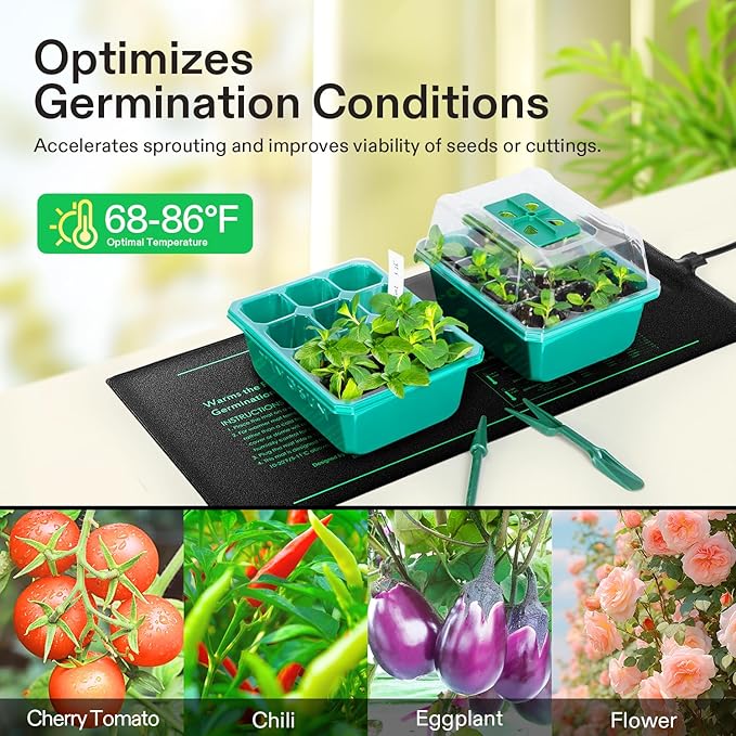 VIVOSUN Durable Waterproof Seedling Heat Mat 10" x 20.75" UL & MET-Certified Warm Hydroponic Heating Pad for Germination, Indoor Gardening, Greenhouse