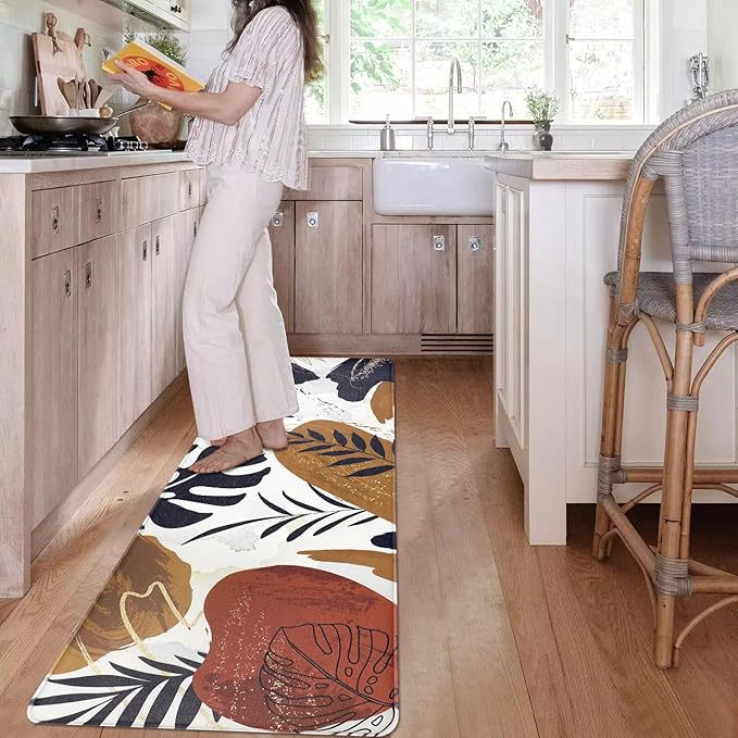 Homcomoda Anti Fatigue Kitchen Mats for Floor Set of 3 Cushioned Kitchen Rug Sets 3 Piece Non Slip Waterproof Comfort Standing Mat for Home Office Kitchen Sink
