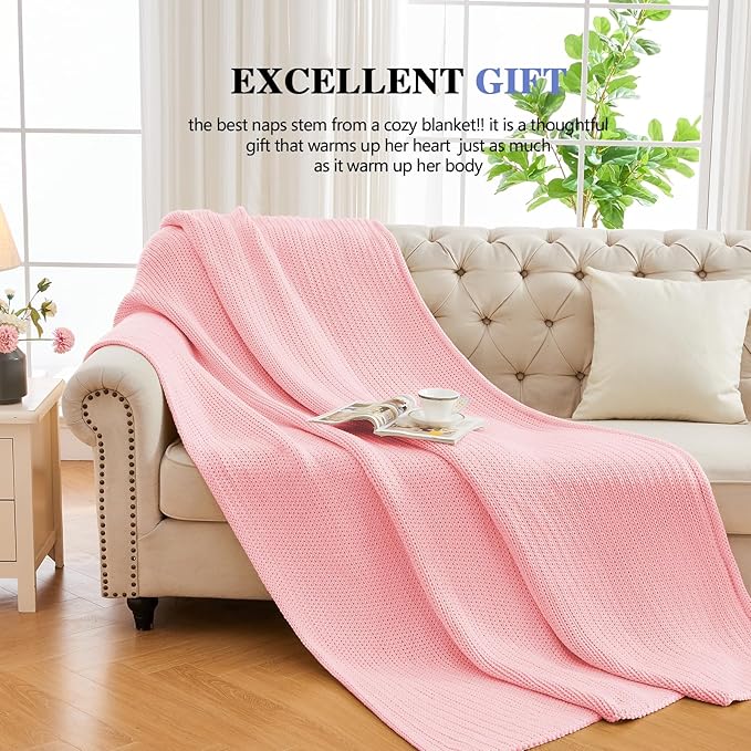 L'AGRATY Knitted Weighted Blanket - 50"x60" 7lbs Cooling Chunky Knit Heavy Blanket for Adults Braided Crochet Throw Thick Cable Yarn Knit Decorative No Beads Evenly Weighted Machine Washable