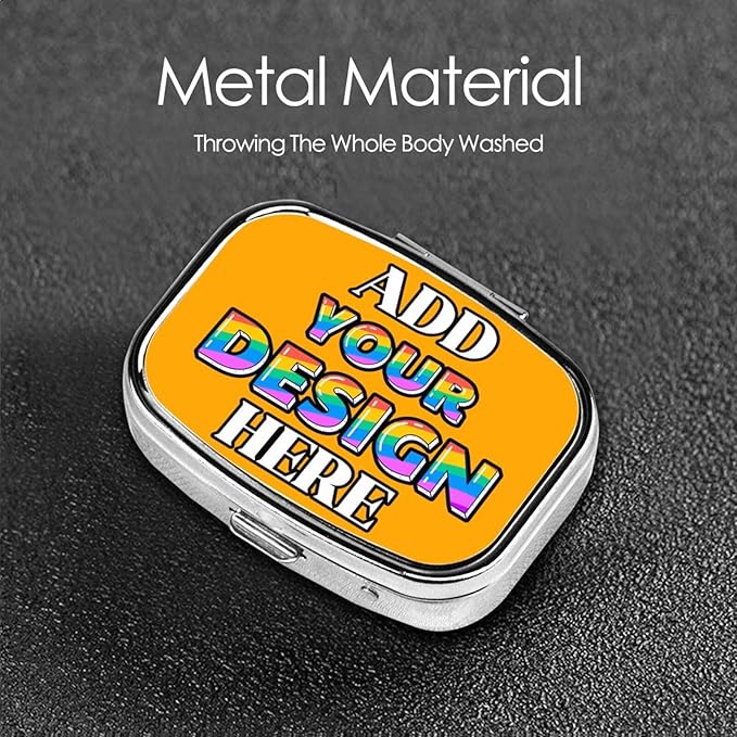 Custom Medicine Pill Organizer, Medicine Pill Box Case Container Travel Pill Holder Vitamin for Purse Med Wallet Portable Mini Pastillero Square, Orange, Customized Gifts