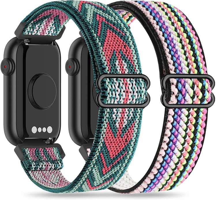 2 Pack Stretchy 16mm Nylon Bands Compatible with FITVII HM08/MorePro HM08/Amzhero-Runfit D26/KALINCO Slim Fitness Tracker