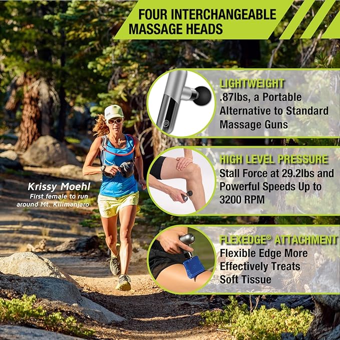 Pro-Tec Athletics Force Mini 2.0 Massage Gun w/FlexEdge® Attachment + 3 More (4 Total), Handheld Vibrating Soft Tissue Mobilizer, Percussion Muscle Scraper, Whole Body Muscle Relaxation, 5 Speeds