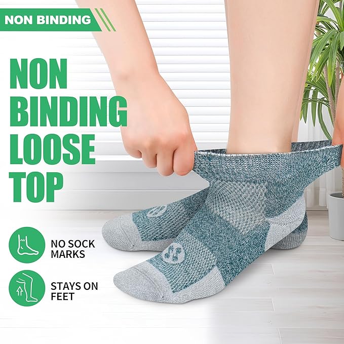 Diabetic Socks for Men,4 & 6 Pairs Low Cut Bamboo Viscose Wide Mens Diabetic Socks Size 9-11 10-13
