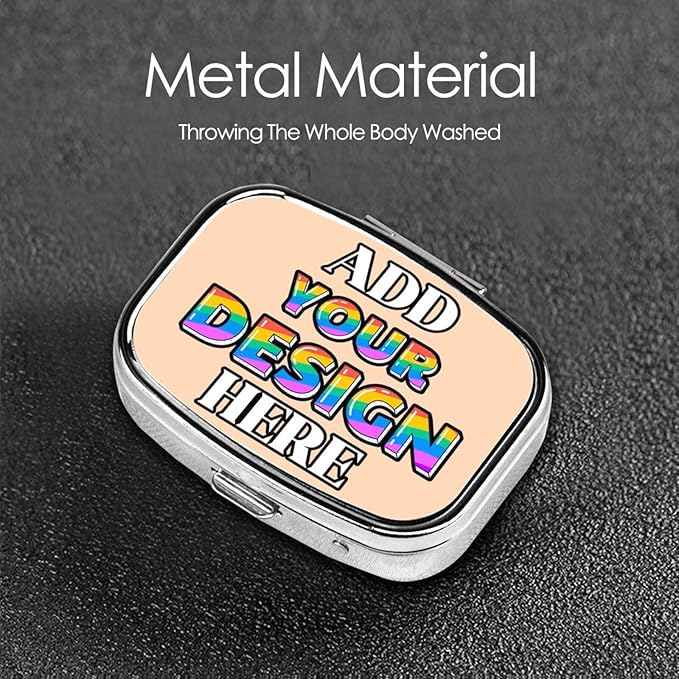 Custom Pill Organizer, Medicine Pill Box Case Container Travel Pill Holder Vitamin for Purse Med Wallet Portable Mini Pastillero Square, Peach Puff, Personalized Gifts
