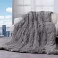 Cottonblue Adults Weighted Blanket 17lbs 60x80 inches for Queen Bed, Faux Fur Sherpa Weighted Blanket for Sofa Couch Bed, Plush Cozy Bed Blanket with Glass Beads for Calm and Relax, Grey