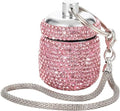 Pill Case for Purse Small Pill Container Keychain Bling Medicine Holder with Keychain Travel Medicine Organizer Bottle for Vitamin Supplement(Pink)