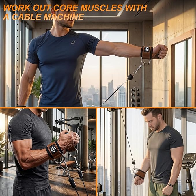 Wrist Cuffs with Dual D-Rings – Secure & Comfortable Support for Cable Machine Workouts, Lateral Raises, Arm Strength Training, and Triceps Exercises