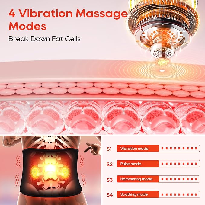 Red Light Therapy, Cordless Red Light Therapy Belt for Body with Vibration 660nm&850nm, Back Pain Products for Back Shoulder