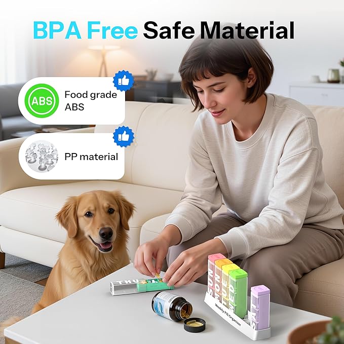 Betife Large Weekly Pill Organizer 3X a Day, Detachable Pill Box 7 Day, Daily 3 Times Pill Case, Travel Pill Container Holder, Week Medication Dispenser Pillbox for Vitamin Supplement Medicine（White）