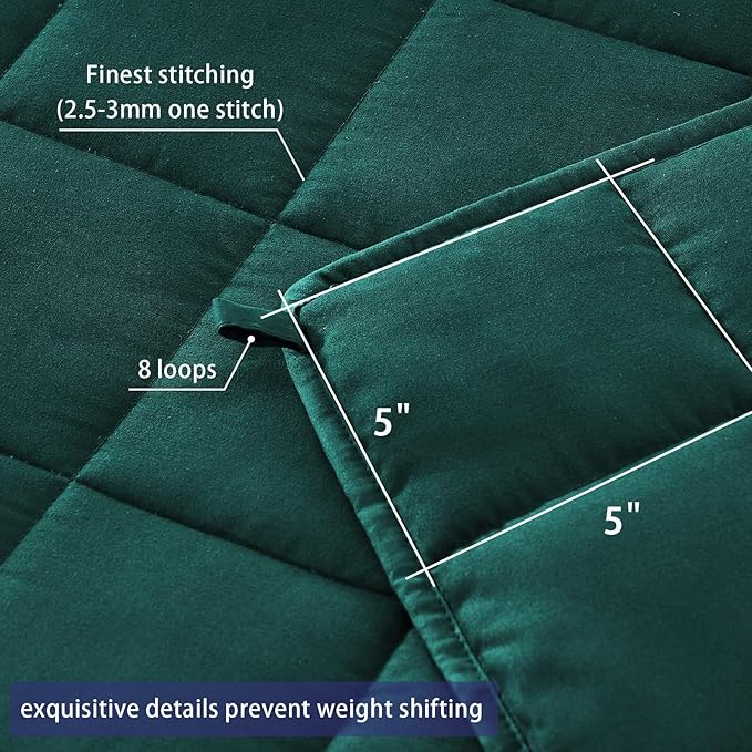 yescool Weighted Blanket for Adults (25 lbs, 60" x 80", Dark Green) Cooling Heavy Blanket for Sleeping Perfect for 240-260 lbs, Queen Size Breathable Blanket with Premium Glass Bead, Machine Washable