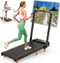 Walking Pad with 10% Incline & Handle Bar, Low Noise Walking Pad Treadmill for Home Small, Upgrade 3.5HP Treadmill with Incline, 4 in 1 Portable Compact Walking Pad with Incline/APP 350lbs
