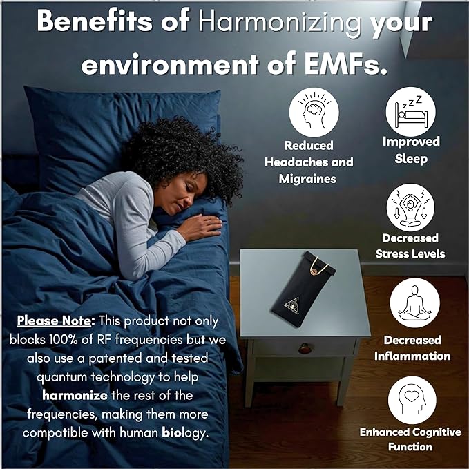 EMF Shield Phone Sleeve - Full Privacy & RF Signal Blocking, Double Shielding Faraday Fabric, Quantum Harmonization Tech