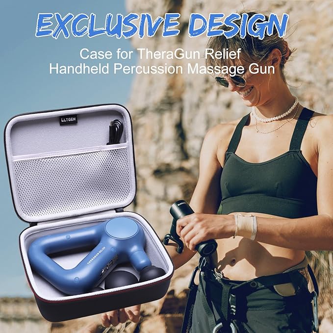 LTGEM Massage Case Compatible with TheraGun Relief Handheld Percussion Massage Gun/Neck/Back/Leg/Shoulder Massage Gun - Travel Protective Carrying Storage Bag, Khaki(Case Only)