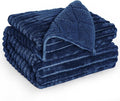 Sherpa Fleece Weighted Blanket with 3D Ribbed Stripes, 15 lbs Soft Flannel Heavy Throw Blanket for Couch Bed Sofa, Heavy Thick Blankets with Glass Beads, Comfort for Cozy Evenings, 48" x 72"