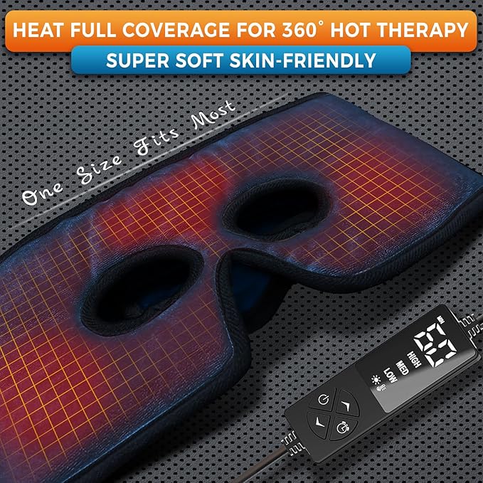 sticro Moist Heat Sinus Mask for Sinus Pressure Relief, 3 Heat & 5 Timer Settings Heated Eye Mask with Eye Holes, Thermo Therapy for Sinusitis, Migraine, Tension Headache, TMJ Relief