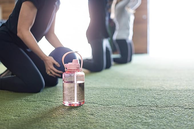 Simple Modern Half Gallon 64 oz Water Bottle with Push Button Silicone Straw Lid & Motivational Measurement Marker | Large Reusable Tritan Plastic Water Jug | Summit Collection | Sorbet